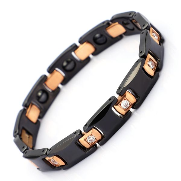 

g40 men's tungsten bracelets couple's tungsten magnetic bracelets women's tungsten ceramic magnetic cz bracelets jewe, Black