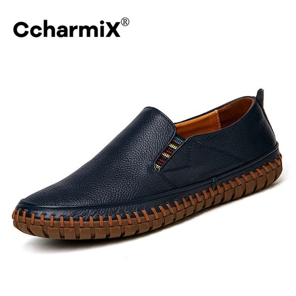 

ccharmix men genuine leather shoes slip on black shoes real leather loafers mens moccasins italian designer big size