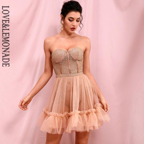 

love&lemonade gold tube perspective mesh fluffy shape glitter glued party mini dress lm82353, Black;gray