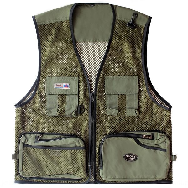 

summer fashion brand mesh pgraphy mesh vest fishing vest men's outdoor tooling multi-pocket printing volunteer, Black;white