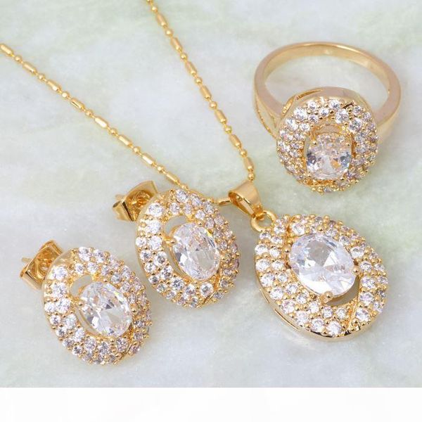 

new 2015 white cubic zirconia z jewelry sets pendant ring earrings 18k yellow gold plated for women s084, Silver