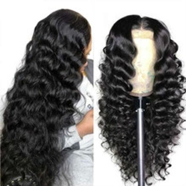 

2020 loose wave wig lace front human hair wigs for black women transparent lace wigs pre plucked malaysian hair lace closure wig, Black;brown