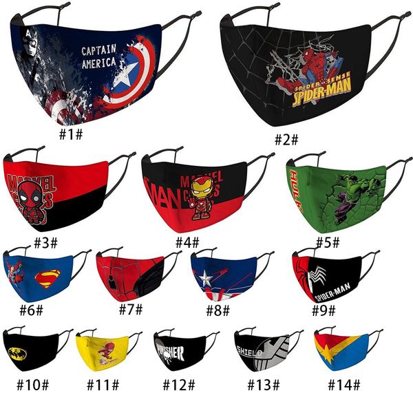

Batman Spiderman Captain America super hero kids designer luxury face mask Party Cosplay masks Reusable Dust Windproof Cotton Festive Mask