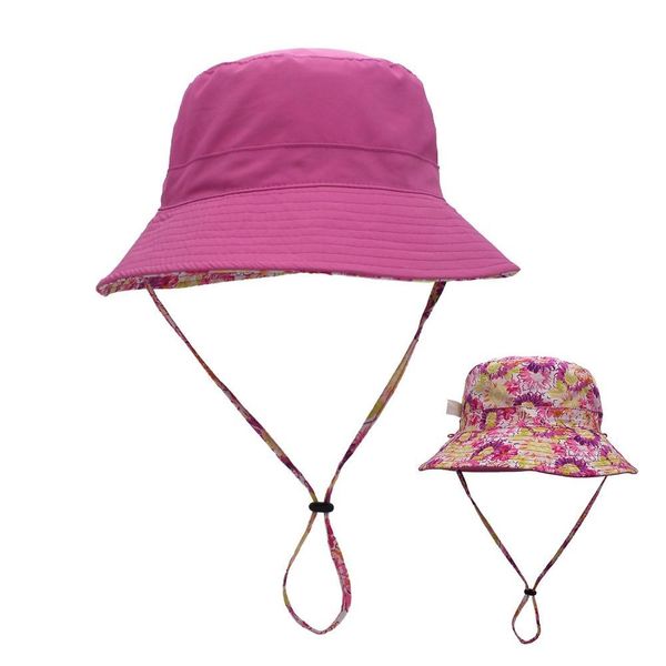 

connectyle women ladies bucket wide brim packable cotton reversible sun protection hat with detachable cord for summer y200716, Blue;gray