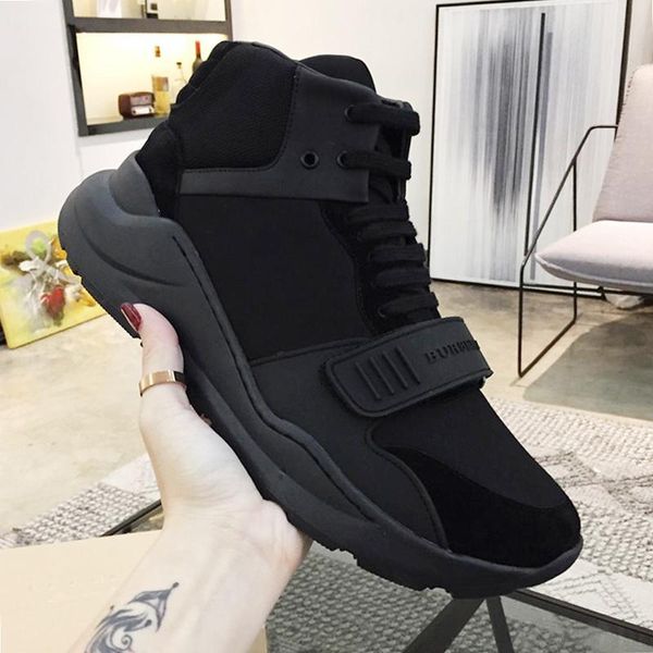 

new arrival mens boots lightweight plus size shoes vintage check cotton sneakers outdoor walking footwears luxury high casual men shoes, Black