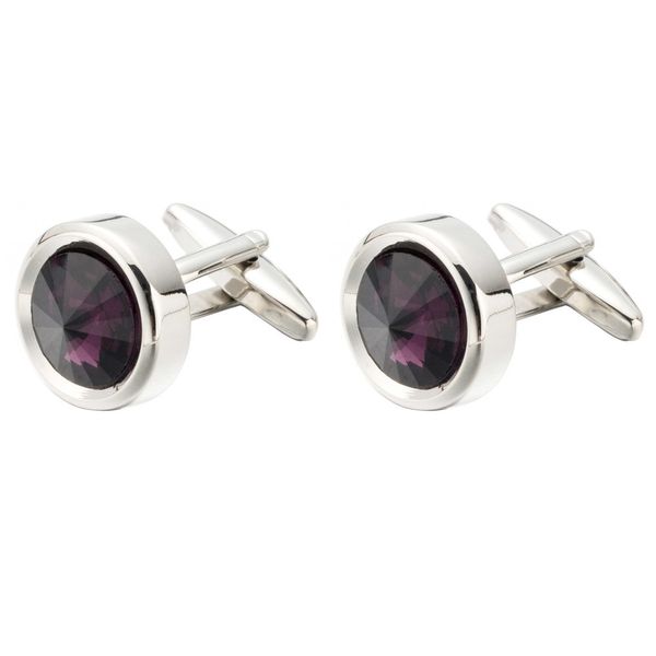 

2020 selling round purple crystal cufflinks men's french shirt sleeve studs cuffs, Silver