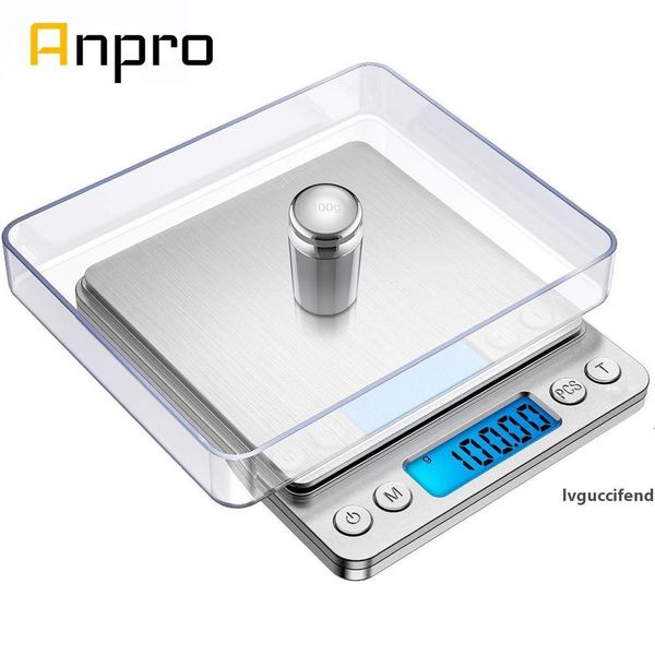 

anpro high precision lcd mini kitchen scale with backlit stainless steel weight scale jewelry scale with tare and pcs function t200326