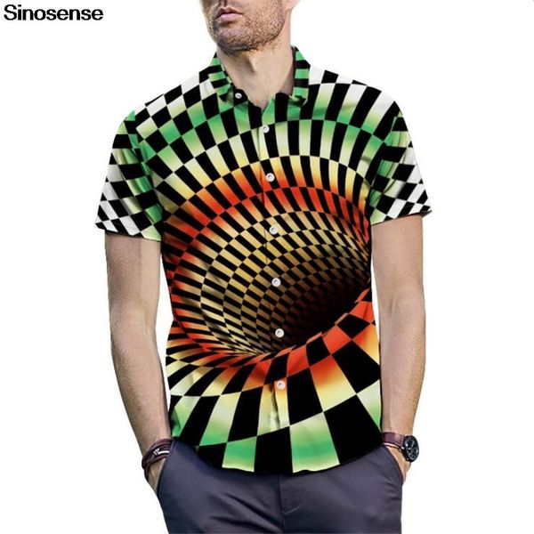 

головокружение hypnotic распечатать 3d смешные мужская пляж гавайке 2020 с коротким рукавом топы тис повседневный streetwear slim fit летние, White;black