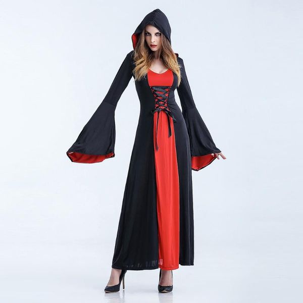 

halloween cosplay dresses women's vintage style witch gothic middle ages dress women fashion party dress ladies vestidos, Black;gray