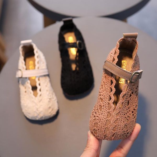 

лето new lace mesh детская обувь детские девушки summer soft soled открытый свет твердая повседневная обувь кроссовки нескользкую на девочек, Black