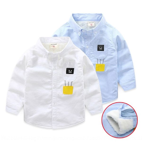 

clothing new girl white shirt long sleeve cotton children's white shirt children's student velvet thickened, White;black