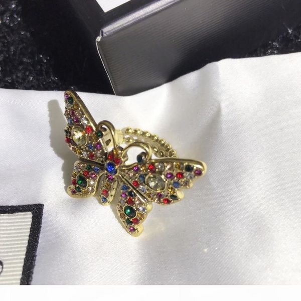 

j european and american fashion new color diamond butterfly ring, Golden;silver