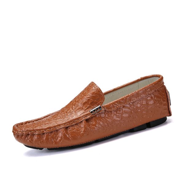 

new men's casual shoes crocodile leather shoes italian loafers comfortable lightweight moccasins slip-on boat mens 38-47, Black