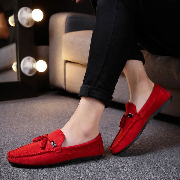 

fashion outdoor style soft moccasins men loafers suede leather shoes men flats comfortable driving shoes cheap, Black