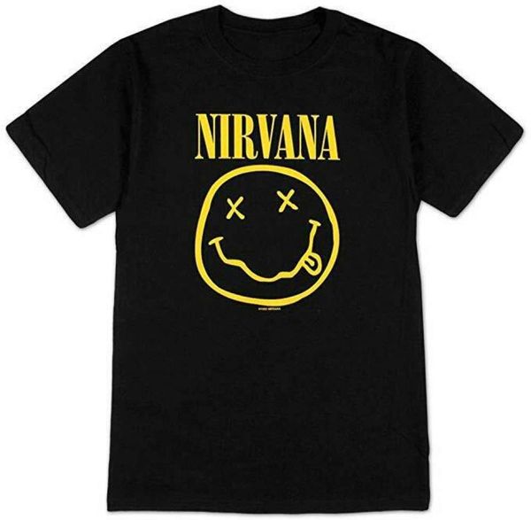 

nirvana smiley face smile t-shirt, Gray;blue