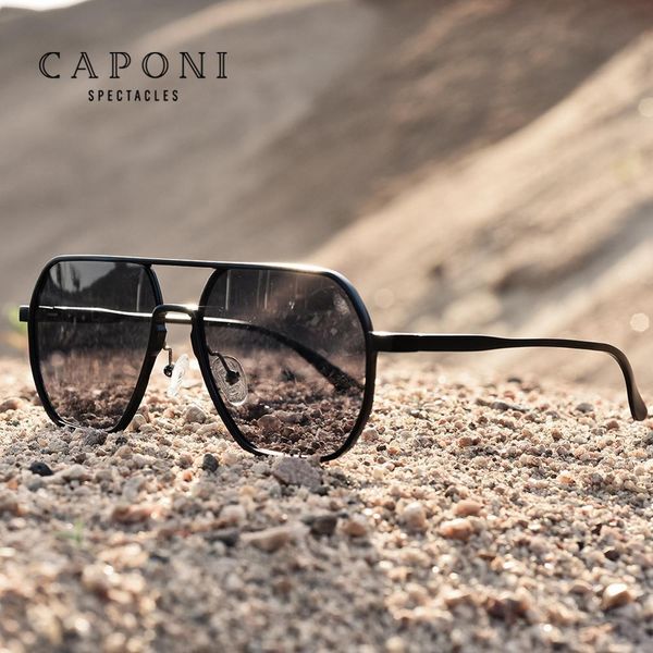 

caponi men sunglasses 2020 new pchromic polarized sun glasses women anti uv ray fashion retro eyewear gafas de sol bs8692, White;black