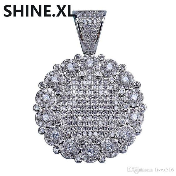 

hip hop round cluster medallion gold pendant necklace chain charm silver color bling cubic zircon men women for gift