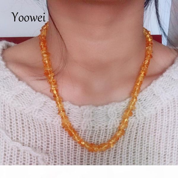

l yoowei natural amber necklace for women genuine beads baltic amber jewelry gift multi -layered bracelet chips necklace wholesale, Silver