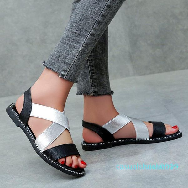 

luxury designer woman flat sandals 2020 summer beach sandals rasteirinha female casual low heel ladies work shoes mules c09 l15, Black