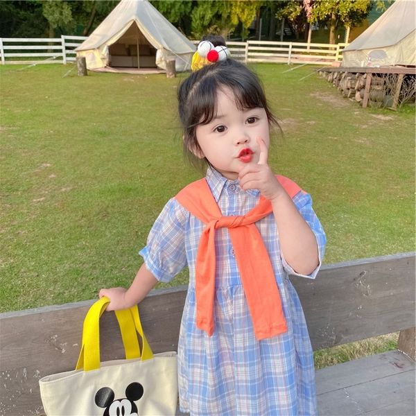 

q. children's ~ korean style girls' literary q. lace-up skirt children xi dai qun style navy plaid orange lace-up skirt, White;black