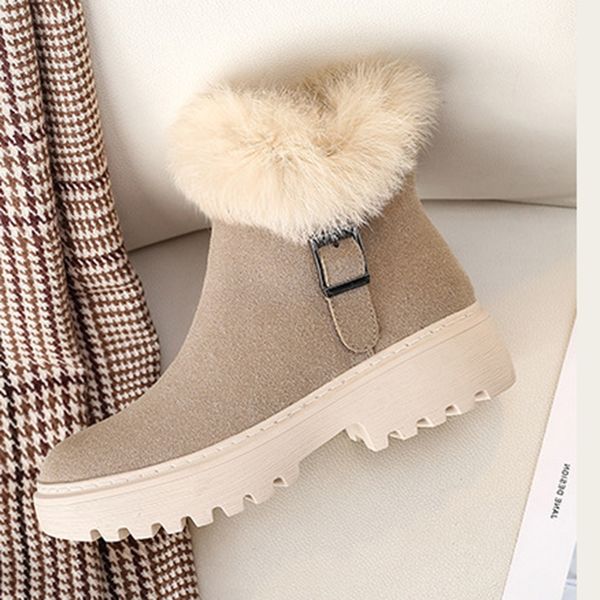 

women autumn and winter short boots new fashion snow boots fur thick bottom women daily cotton fashion large size 34-43, Black