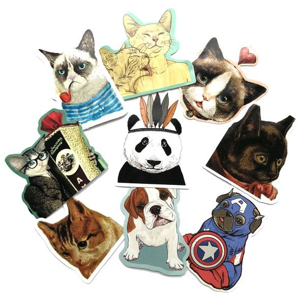 

10 sets=90pcs cat and dog collection stickers water cup computer trolley case waterproof animal stickers