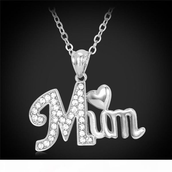 

новые товары mum подвеска подвески 18k real покрыло ожерелье rhinestone женщин способа ювелирных изделий специальный подарок для матушка yp6, Silver