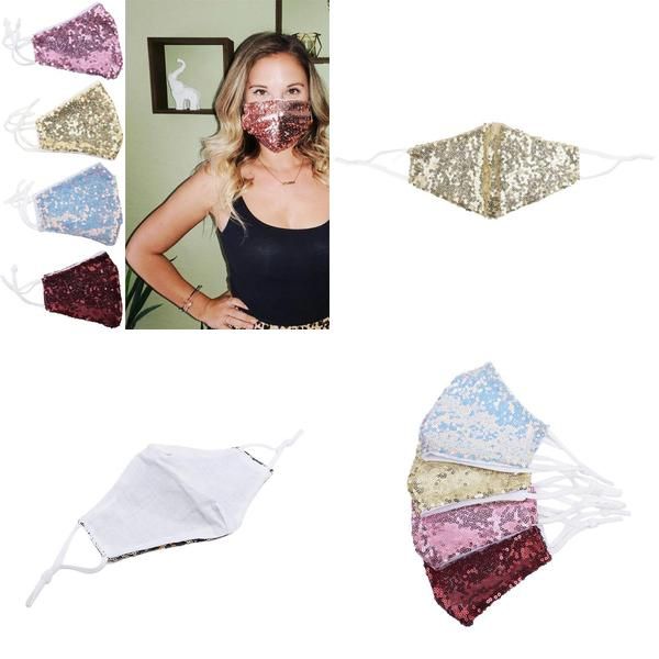 

new luxury bling bling sequins face mask summer breathable sunscreen dual layer cycling mask fashion masks nfehm lyhpshop