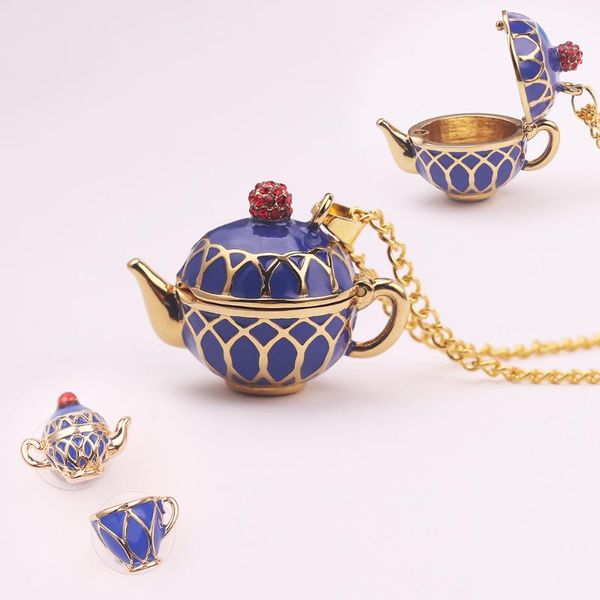 

hand enamel teapot pendant link chain choker necklace fashion jewelry bijoux femme bijuteria gift for women teapot crystal kolye, Silver