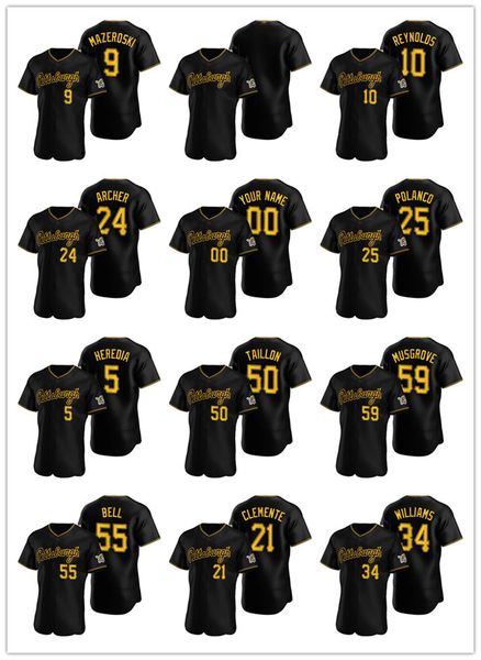 

pittsburgh pirates men women youth 21 roberto clemente 24 chris archer 55 josh bell authentic alternate baseball jersey, Black