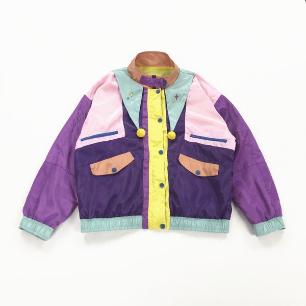 

детские fun девочек цирк печать контраст цвета шить стенд воротник куртки пальто куртки студент женщина, Tan;black