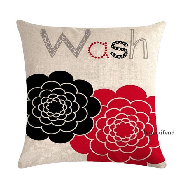 

nordic style pillowcase linen cushion cover letter flower pattern decorative 45*45 cm plant green leaf pillow case for office