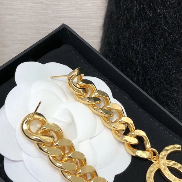 

2020 18k gold drop earring with chain for women wedding jewelry gift ps4288