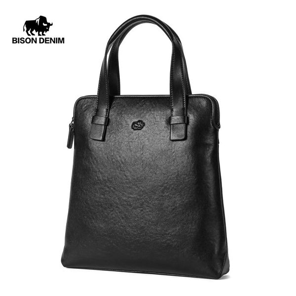 

bison denim business briefcase genuine leather men bag computer laphandbag good quality bags men's office travel bags n20051