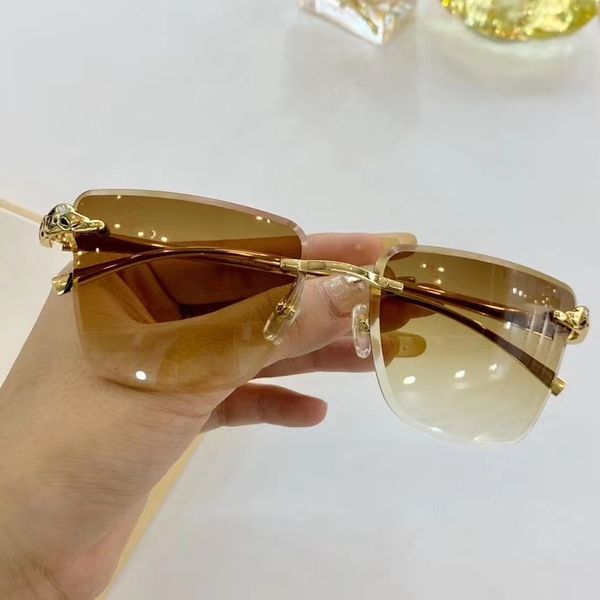 

rimless square sunglasses gold/brown gradient 56mm glasses sun des lunettes de soleil women sunglasses uv400 protection with box, White;black