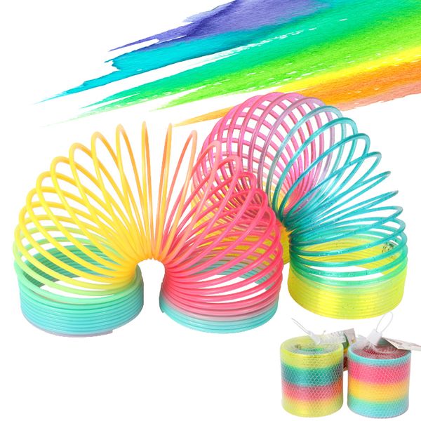 

rainbow spring coil toys plastic folding spring coil sports game child funny fashion educational creative toys gift for children