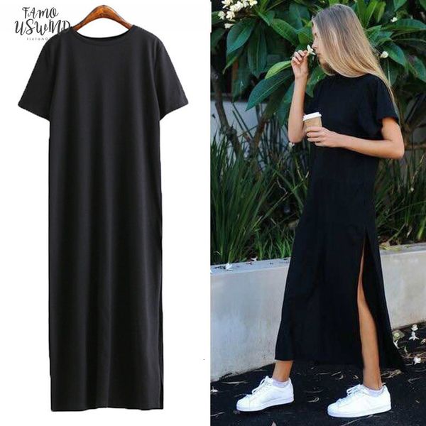 

summer long t shirt women black t shirt side slit short sleeve big size thin long women tees female polyester, White