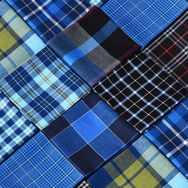 

high-end plaid men's business suit pocket towel high-end pocket towel handkerchief pure cotton handkerchief, Blue;white
