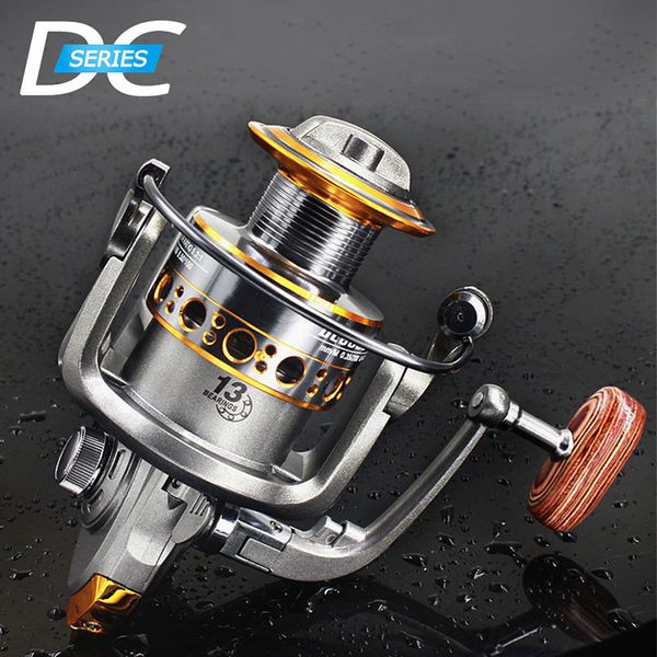 

fddl 2019 new spinning metal fishing reel 13 ball bearings 5.2:1 wood handle fishing reel smoothly carp fishing tackle peche