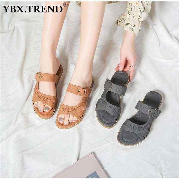 

ybx.trend женщины тапочки bohemia кожа pu сандалии квартиры летняя обувь повседневная женская платформа номера слип женской моды обуви new, Black