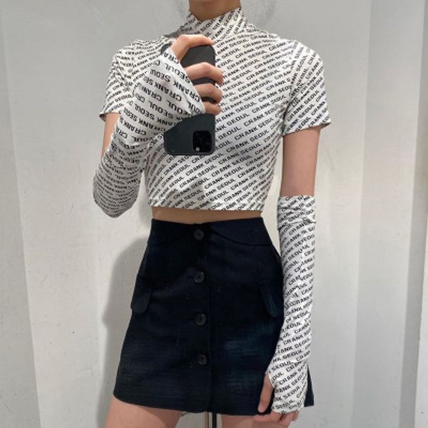

Womens Designer Navel Short Sleeves Girls Fashion Summer T-shirts 2020 Trendy Short Sleeve + Cuff Letter Print Designer Tees Youth Sexy Tops
