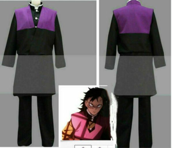 

demon slayer:kimetsu no yaiba genya shinazugawa cosplay costume, Black;red