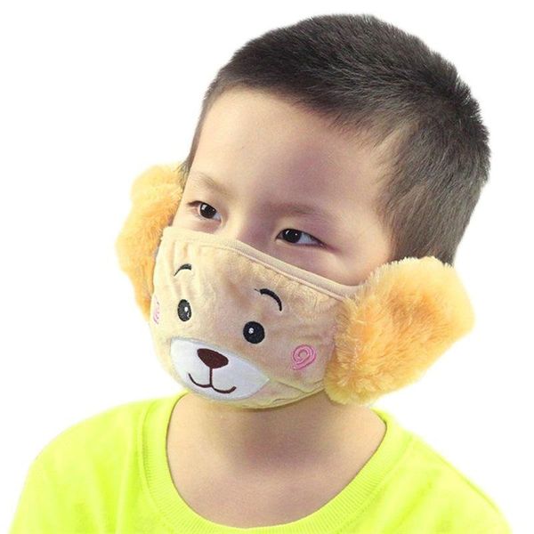 

kids cartoon bear face mask winter warm plush mouth mask with ear muffs for boys girls kids cartoon bear face mask winter mhjdr sq2009