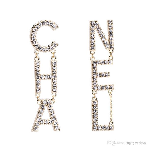 

2020 shining new designer earrings designer jewelry luxury designer jewelry women earrings diamond earrings alloy rhinestone ladies, Silver
