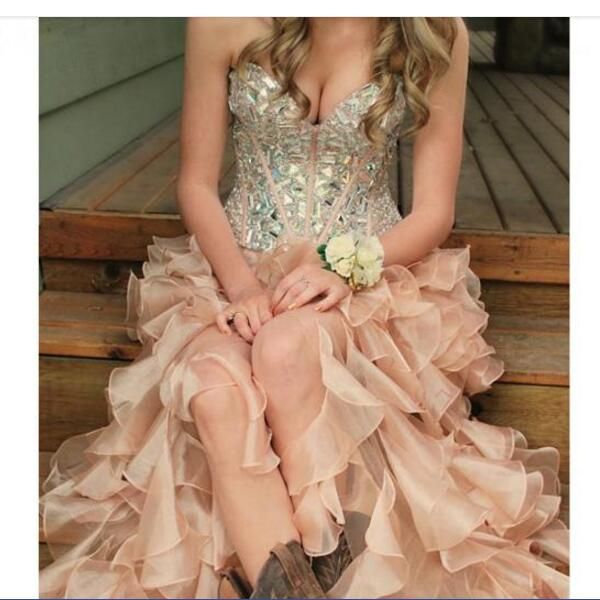 

sweetheart high low homecoming dress crystals ruffles off shoulder prom dress party dress, Red