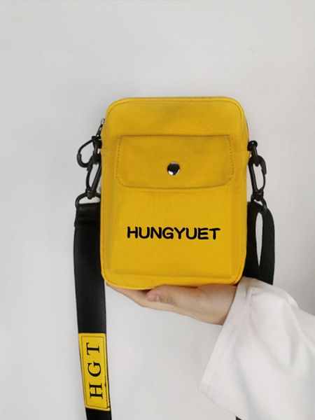 

korean ins small square canvas online red 2020 new shoulder letter small square bag student crossbody canvas bag, White