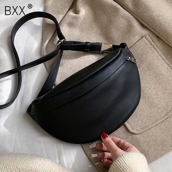 

bxx] leather solid color chest waist crossbody bags for women 2020 simple fashion shoulder messenger bag female handbags hk383