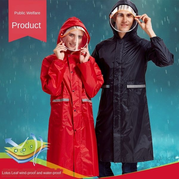 

rain long whole body women's lengthened bicycle coat cycling thickened fashion one-piece outdoor hiking single waterproof men's co, Black