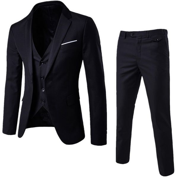 

men's suits & blazers jodimitty 3 pieces business blazer +vest +pants suit sets men autumn solid slim wedding set vintage classic male, White;black