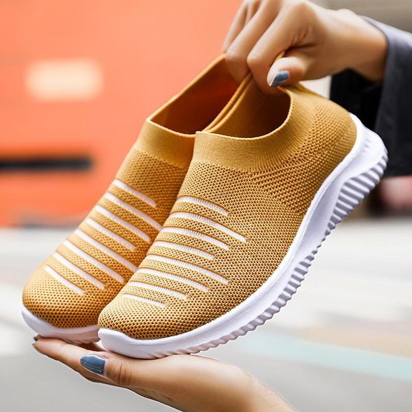 

тренеры weweya желтая женщина спортивная обувь свет walking носок кроссовки упругие верхние удобные кроссовки спорт нескользящие